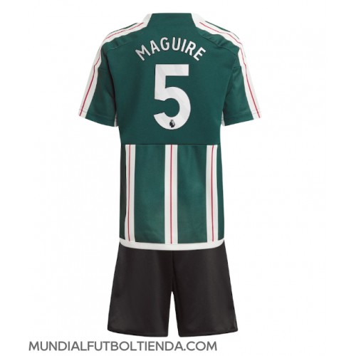 Camiseta Manchester United Harry Maguire #5 Segunda Equipación Replica 2023-24 para niños mangas cortas (+ Pantalones cortos)